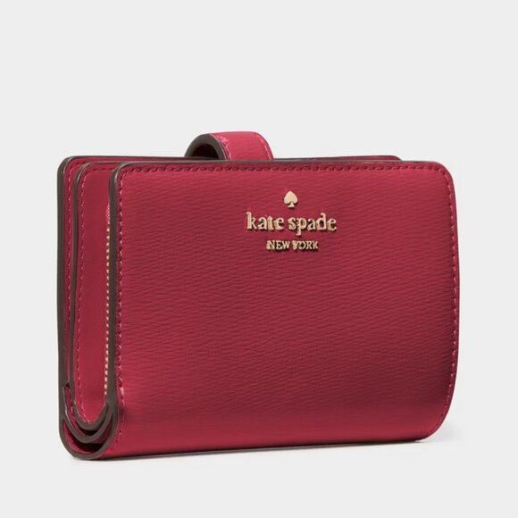 Kate Spade New York Madison Medium Bifold Wallet Textured Patent Leather Red Jam - Picture 5 of 6